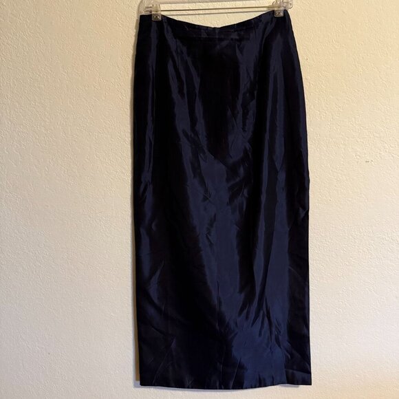 Scott McClintock Millennium 2000 Navy Blue Acetate Maxi Skirt Size 12 Made In US - Picture 8 of 10
